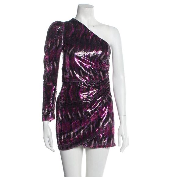 MISA Revolve Nova One-Shoulder Sequin Mini Dress, Purple, NWT, Size M - Picture 9 of 16
